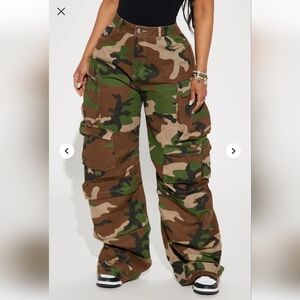 Fashion Nova Camouflage Wide Leg Cargo Pants